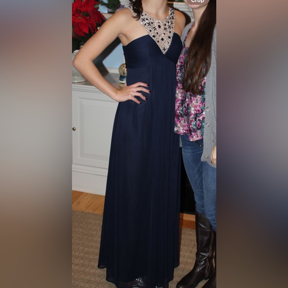 Navy jeweled gown - Aqua Dresses